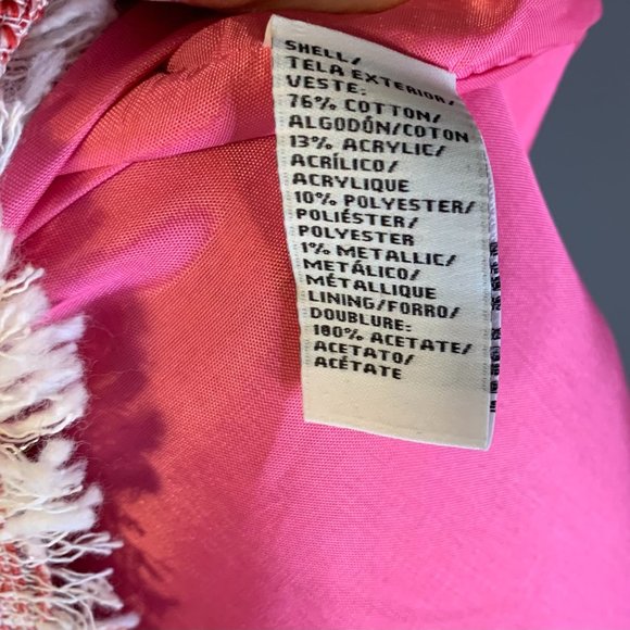 2B.Rych Tweed Sheath Dress Women's Size 12 Pink Spring Ruffled Detail Fringe Hem - Picture 7 of 8